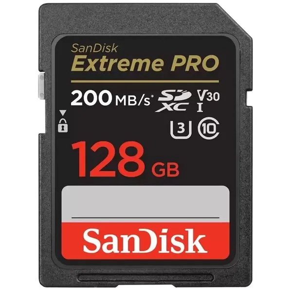 Карта памяти 128GB SD C10 UHS-I U3 R200/W90MB/s Extreme Pro V30 SanDisk (SDSDXXD-128G-GN4IN)