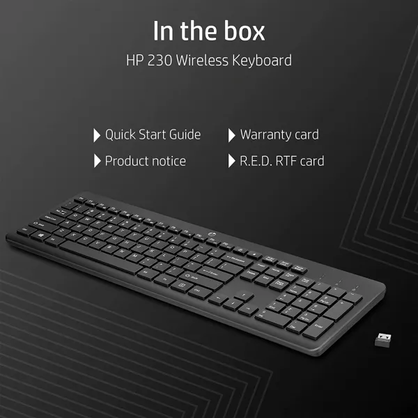 Клавиатура беспроводная мембранная 230, EN/UK, чёрная HP (3L1E7AA) - Фото 4
