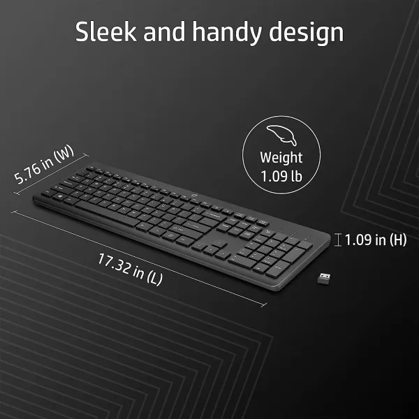 Клавиатура беспроводная мембранная 230, EN/UK, чёрная HP (3L1E7AA) - Фото 6