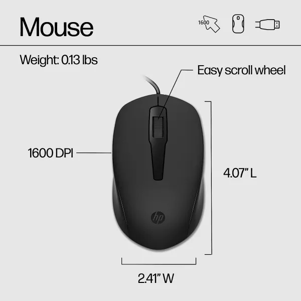Комплект клавіатура та миша USB-A 150 EN/RU чорний НР (240J7AA) - Фото 3