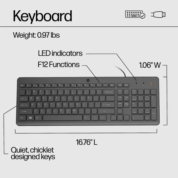 Комплект клавіатура та миша USB-A 150 EN/RU чорний НР (240J7AA) - Фото 6