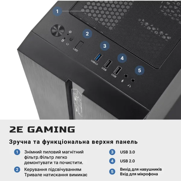 Компьютер персональный Complex Gaming Intel i5-12400F, 8Gb, F500GB, NVD1030-2, H610, G2107, 500W, FreeDos 2E (2E-8639) - Фото 2