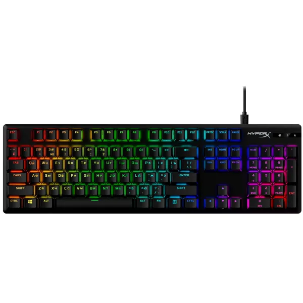 Клавиатура USB-A механическая, RGB Alloy Origins PBT, Red, EN/RU, чёрная HyperX (639N3AA)