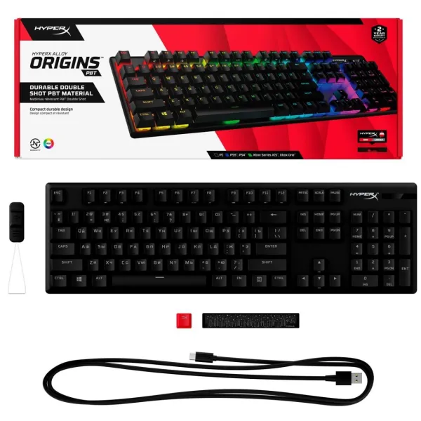 Клавиатура USB-A механическая, RGB Alloy Origins PBT, Red, EN/RU, чёрная HyperX (639N3AA) - Фото 10