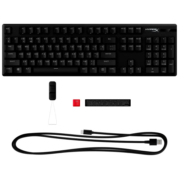 Клавиатура USB-A механическая, RGB Alloy Origins PBT, Red, EN/RU, чёрная HyperX (639N3AA) - Фото 14
