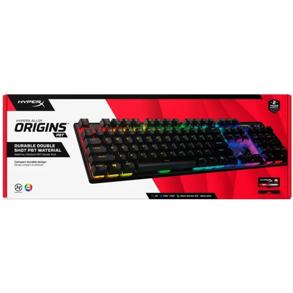 Клавиатура USB-A механическая, RGB Alloy Origins PBT, Red, EN/RU, чёрная HyperX (639N3AA) - Фото 17