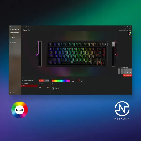 Клавиатура USB-A механическая, RGB Alloy Rise, Red, EN/UA, чёрная HyperX (7G7A4AA) - Фото 7