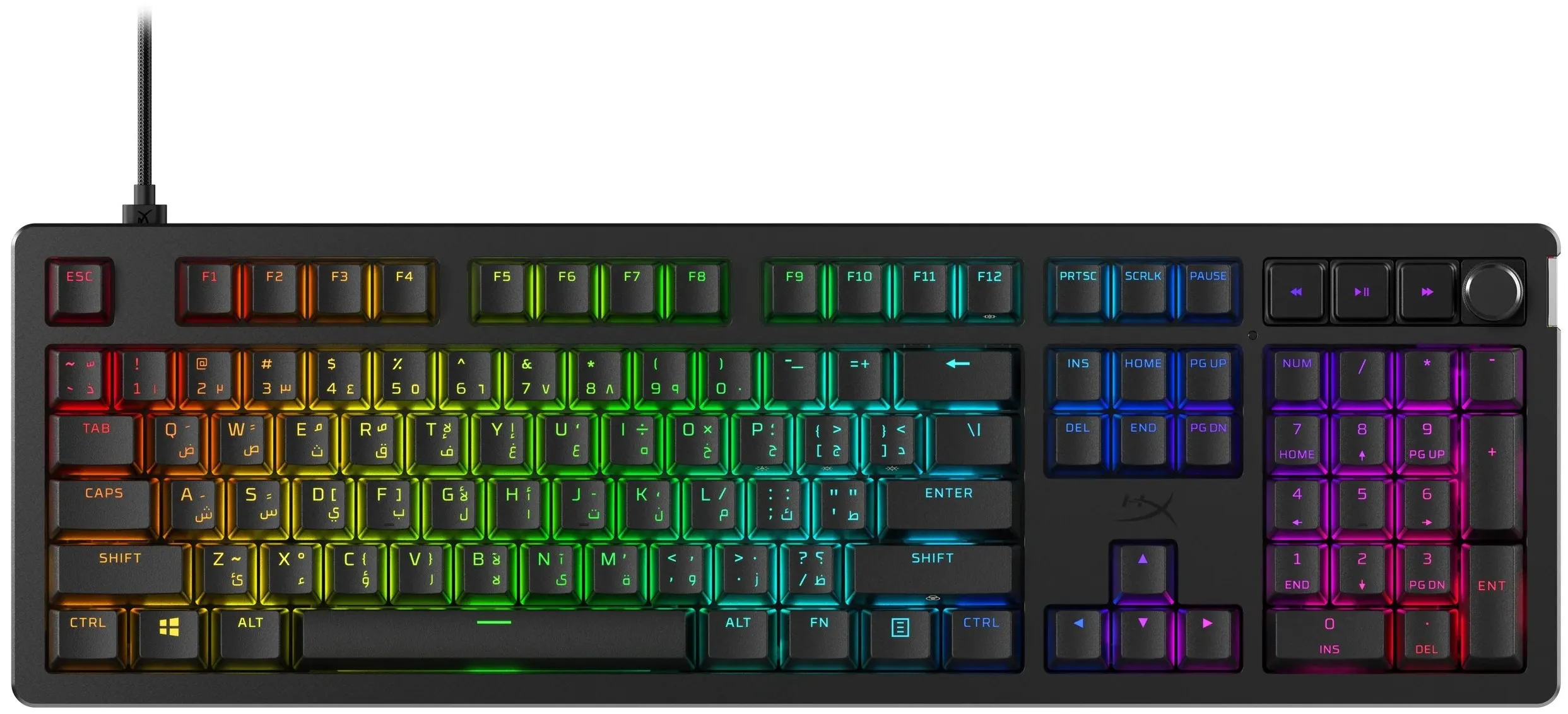 Клавіатура USB-A механічна, RGB Alloy Rise Red, EN/UA, чорна HyperX (7G7A3AA) - Фото 4