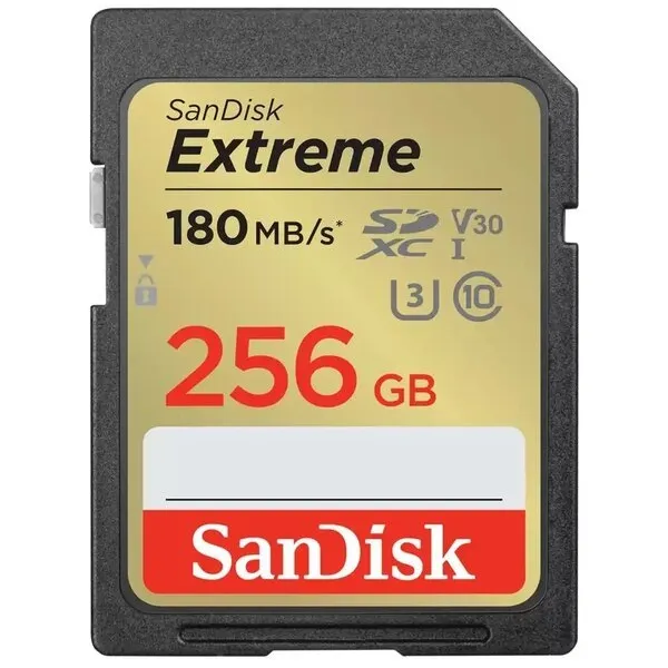 Карта памяти 256GB SD C10 UHS-I U3 R180/W130MB/s Extreme V30 SanDisk (SDSDXVV-256G-GNCIN)