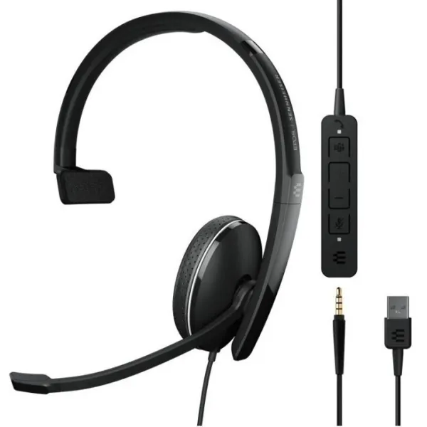 Гарнитура компьютерная моно 3.5мм/USB On-Ear  ADAPT 135T USB II 1.8м чёрная EPOS (1000900)