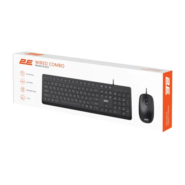 Комплект клавіатура та миша USB-A MK405 EN/UK чорний 2E (2E-MK405UBKUA) - Фото 12