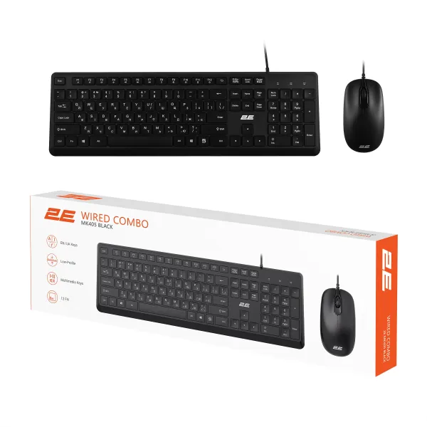 Комплект клавіатура та миша USB-A MK405 EN/UK чорний 2E (2E-MK405UBKUA) - Фото 13