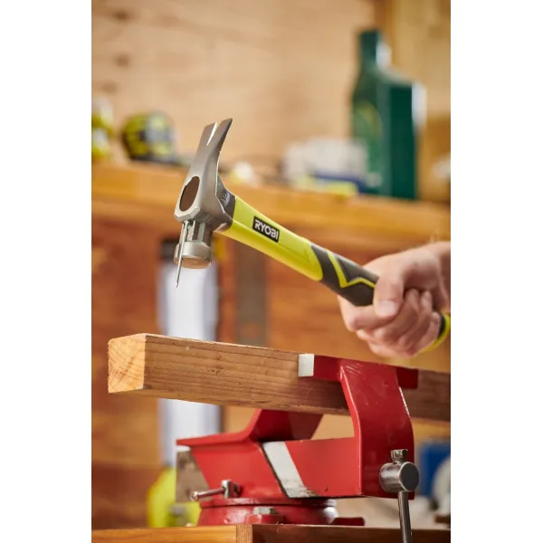 Молоток столярный RH16FSS 450г магнитный держатель рукоятка стекловолокно Ryobi (5132005333) - Фото 1