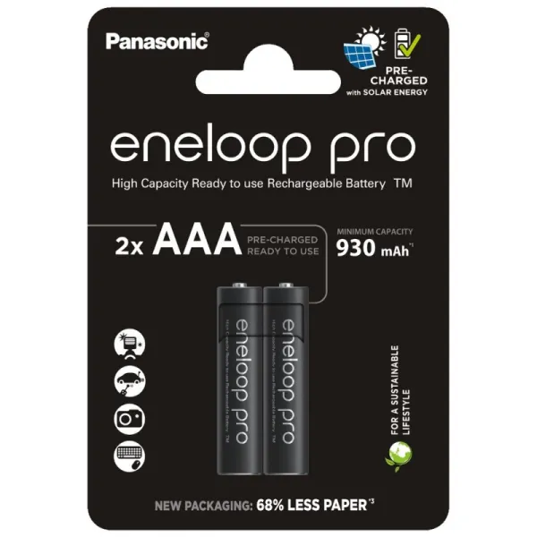 Акумулятор AAA 930 мАг NI-MH Pro Eneloop 2 шт Panasonic (BK-4HCDE/2CP) - Фото 3