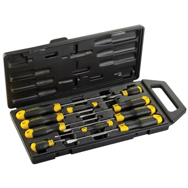 Отвертки CushionGrip, набор 10шт, SL,PH, кейс Stanley (2-65-005)