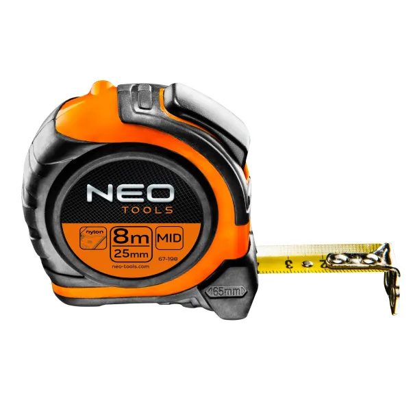 Рулетка 8м x 25мм, двухсторонняя разметка, магнит Neo Tools (67-198)