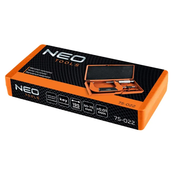 Микрометр с верньером 50-75 мм, ±0.01 мм/м Neo Tools (75-022) - Фото 8