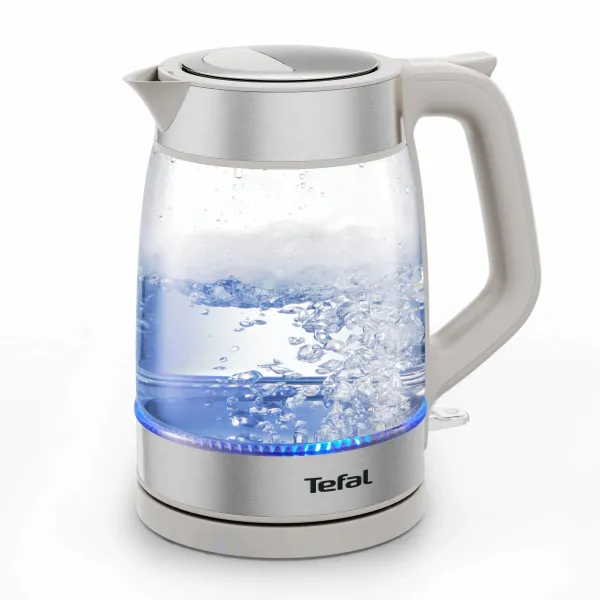Електрочайник Glass Kettle 1.7л, скло, з підсвіткою, біло-срібний Tefal (KI605B30) - Фото 1