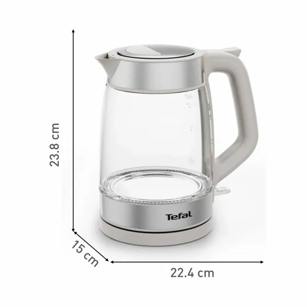 Електрочайник Glass Kettle 1.7л, скло, з підсвіткою, біло-срібний Tefal (KI605B30) - Фото 2