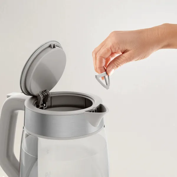 Електрочайник Glass Kettle 1.7л, скло, з підсвіткою, біло-срібний Tefal (KI605B30) - Фото 4