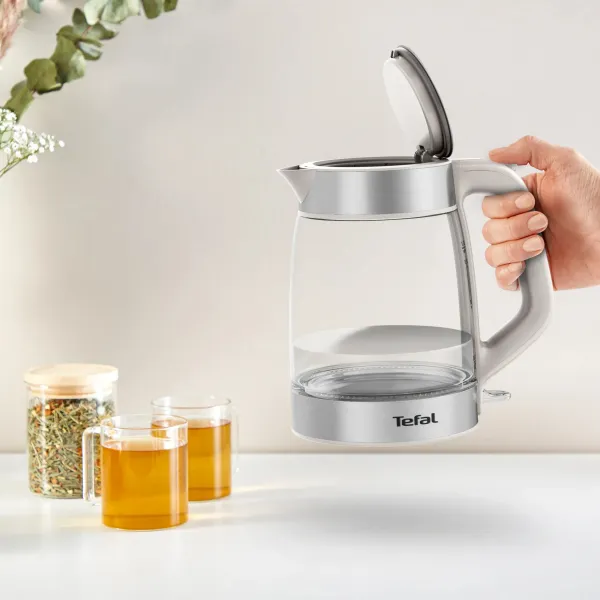 Електрочайник Glass Kettle 1.7л, скло, з підсвіткою, біло-срібний Tefal (KI605B30) - Фото 6