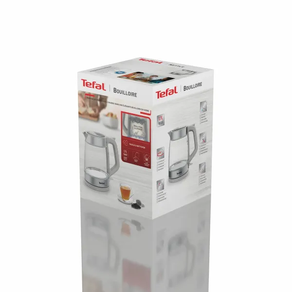 Електрочайник Glass Kettle 1.7л, скло, з підсвіткою, біло-срібний Tefal (KI605B30) - Фото 10