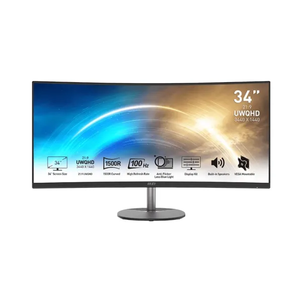 Монитор 34" PRO MP341CQ 2xHDMI, DP, MM, VA, 3440x1440, 21:9, 100Hz  MSI (9S6-3PB2CT-002)