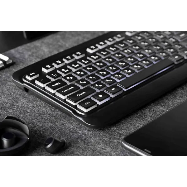 Клавиатура USB-A мембранная KS120, EN/UK, White LED, чёрная 2E (2E-KS120UB_UA) - Фото 4