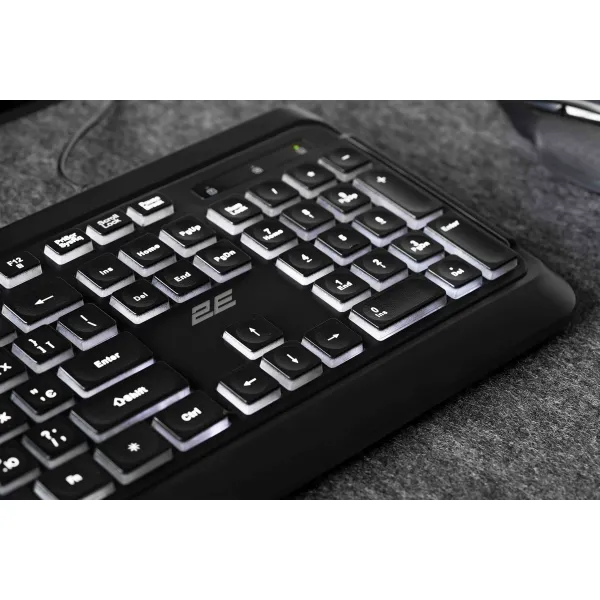 Клавиатура USB-A мембранная KS120, EN/UK, White LED, чёрная 2E (2E-KS120UB_UA) - Фото 5