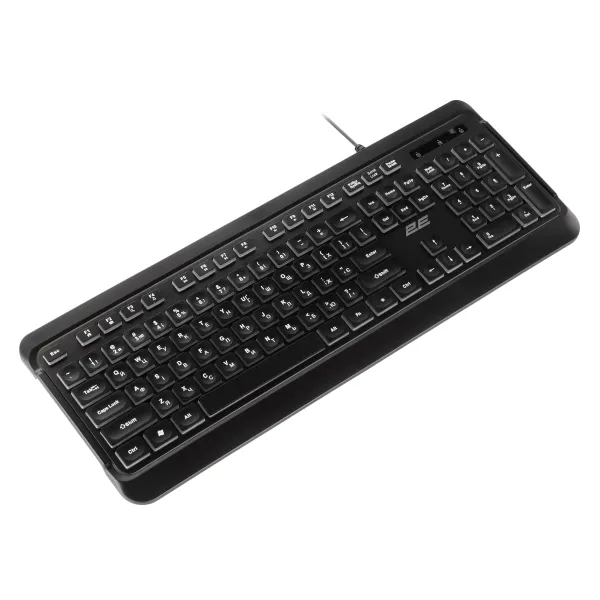 Клавиатура USB-A мембранная KS120, EN/UK, White LED, чёрная 2E (2E-KS120UB_UA) - Фото 10