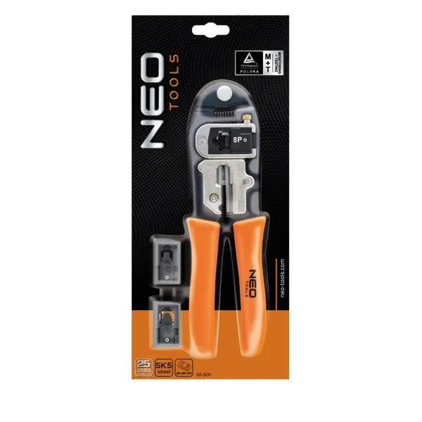 Клещи обжимные  для обжима наконечников 4P,6P,8P, 195мм Neo Tools (01-501) - Фото 1