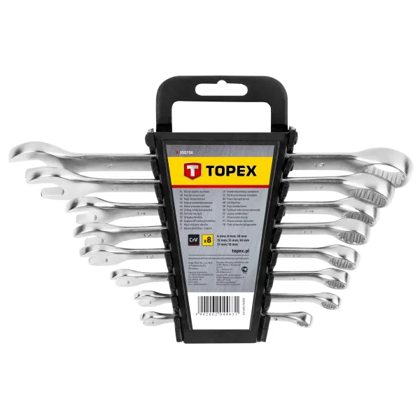 Ключи комбинированные  набор 8шт, CrV, 6-19мм TOPEX (35D756)