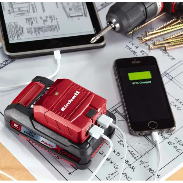 Зарядное устройство TE-CP 18 Li USB PXC, 18В,1А/2.1А,  2хUSB, 0.06кг Einhell (4514120) - Фото 1