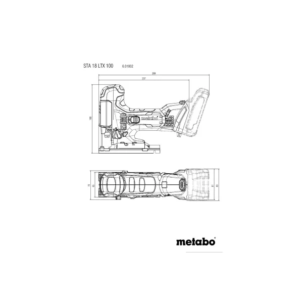 Лобзик STA 18 LTX 100 аккумуляторный LiHD, 18В, ход 22мм, 550-2800об/мин, 1.9кг, без АКБ и ЗП Metabo (601002890) - Фото 2