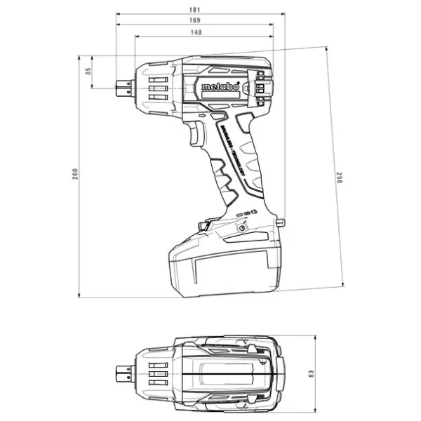 Гайковерт ударный аккумуляторный SSW 18 LTX 400 BL, 18В, 620Нм, М20, 0-2150об/мин, 1.3кг, без АКБи ЗУ Metabo (602205890) - Фото 3