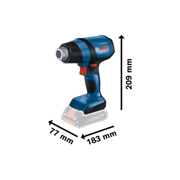 Фен строительный аккумуляторный GHG 18V-50 PROFESSIONAL, 18В, 300/500 °C, 175 л/мин, 0.59кг, без АКБ та ЗП  Bosch (0.601.2A6.500) - Фото 6
