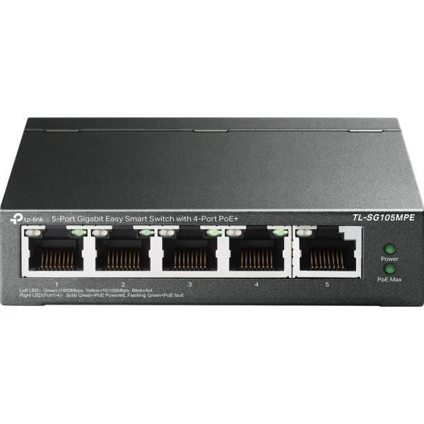 Комутатор TL-SG105MPE 5xGE (4xPoE), 120Вт, WebSmart TP-LINK (TL-SG105MPE)