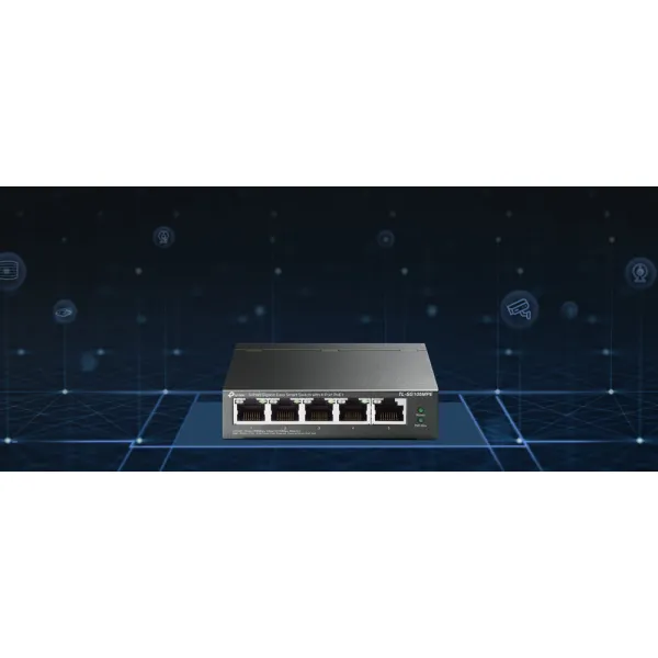 Комутатор TL-SG105MPE 5xGE (4xPoE), 120Вт, WebSmart TP-LINK (TL-SG105MPE) - Фото 1