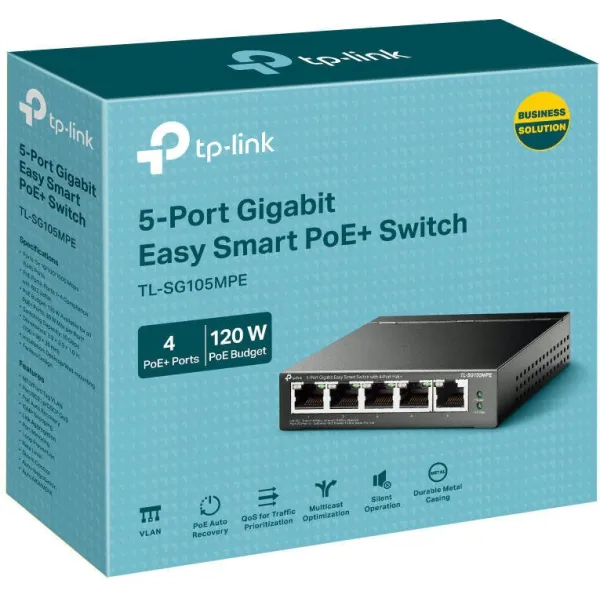 Комутатор TL-SG105MPE 5xGE (4xPoE), 120Вт, WebSmart TP-LINK (TL-SG105MPE) - Фото 4