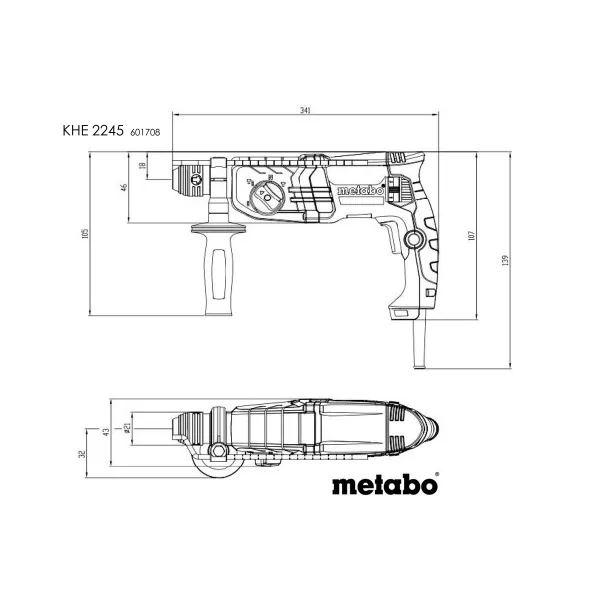 Перфоратор KHE 2245, SDS-plus, 750Вт, 2.2Дж, 3 режима, 0-1500об•мин, 2.7кг Metabo (601708500) - Фото 7