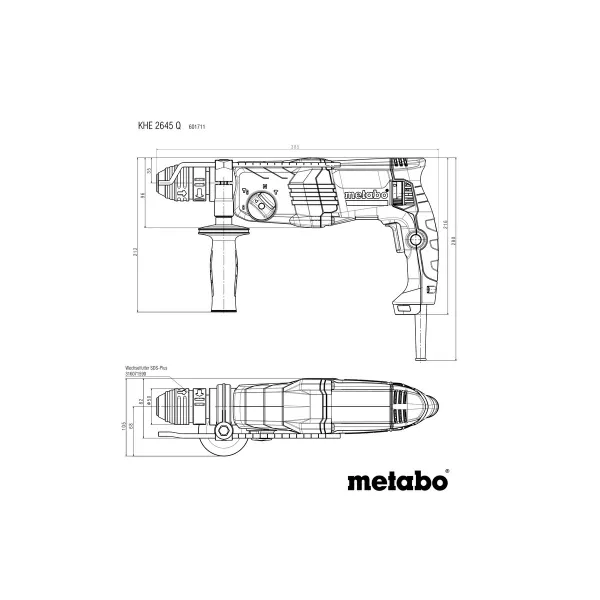Перфоратор KHE 2645 Q, SDS-plus, 850Вт, 2.9Дж, 3 режима, 0-1150об•мин, 3.1кг Metabo (601711500) - Фото 3