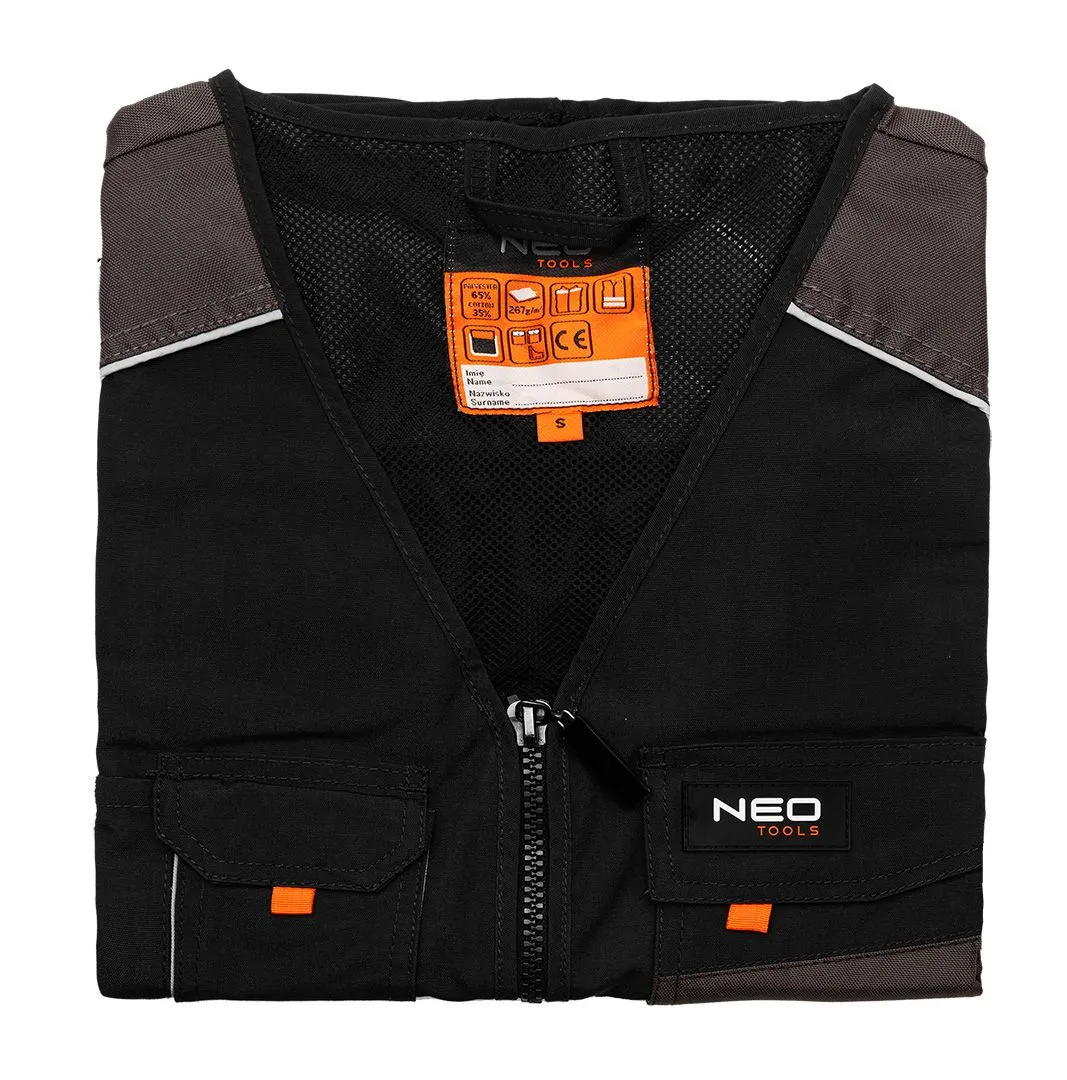 Жилет рабочий HD, усиление тканью Oxford, тройной шов, S(48), серый  Neo Tools (81-260-S) - Фото 6