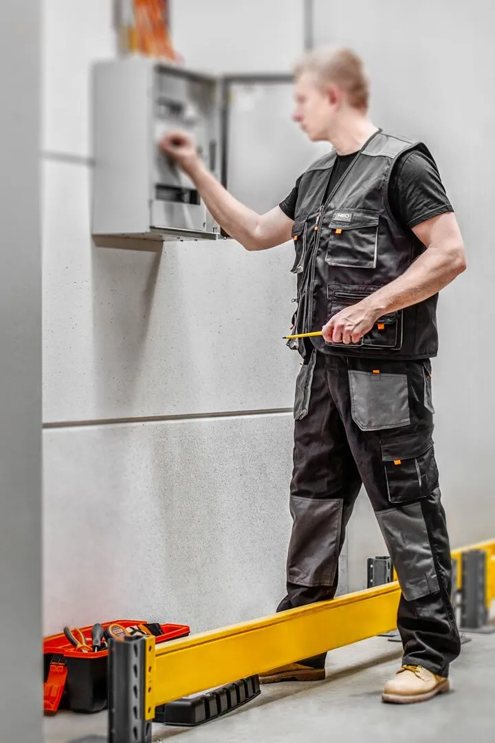 Жилет робочий HD, посилення тканиною Oxford, потрійний шов, XXL(58), сірий Neo Tools (81-260-XXL) - Фото 1