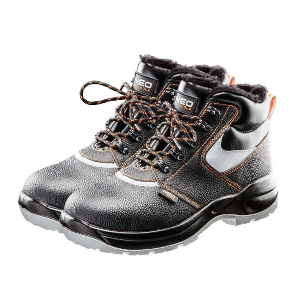 Ботинки рабочие кожа, ударопоглощение, антипрокол, стальной подносок, S3 SRC, СЕ, р.45(30см), черный Neo Tools (82-146)
