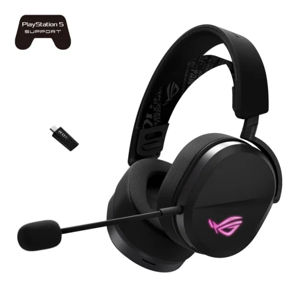 Гарнитура игровая USB-A/BT/WL RGB ROG Pelta 1.8м чёрная Asus (90YH0410-BHUA00)