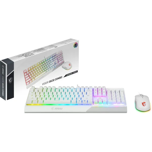 Комплект клавиатура и мышь USB RGB Vigor GK30 Combo White UA EN/UKR/RU белый MSI (S11-04UA302-CLA) - Фото 1