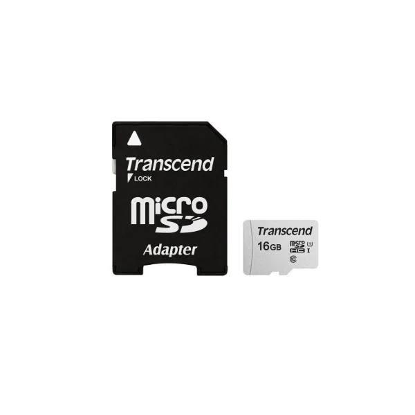 Карта памяти microSD 16GB C10 UHS-I R95/W10MB/s + SD Transcend (TS16GUSD300S-A) - Фото 1