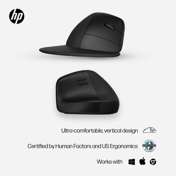 Мышь беспроводная WL/BT 920 Ergonomic Vertical чёрная HP (6H1A4AA) - Фото 2