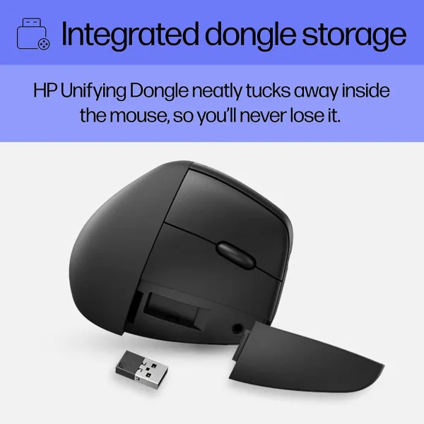 Мышь беспроводная WL/BT 920 Ergonomic Vertical чёрная HP (6H1A4AA) - Фото 5
