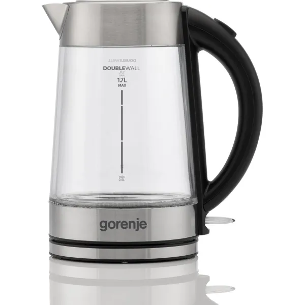 Електрочайник 1.7л, 2,200 Вт, strix контроль, скло, нерж Gorenje (K17GDWII)